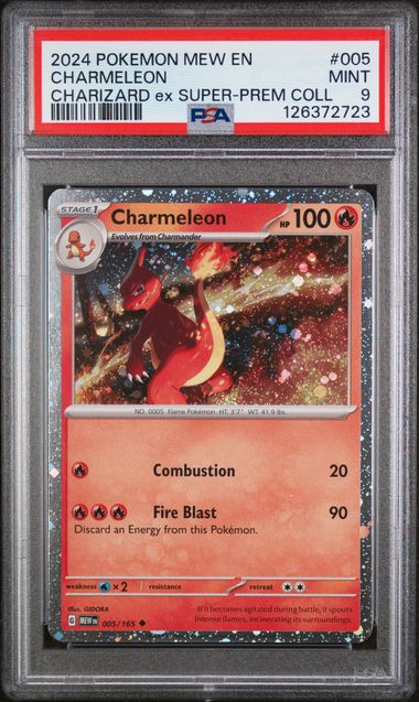 Charmander, Charmeleon, Charizard - Pokemon 151 Cosmos Holo Promos - Sequential Cert Numbers - PSA 9, 9, 8 - Charizard ex Super Premium Collection